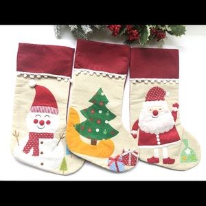 3Pcs Christmas Stocking SantaClaus Trees Snowman